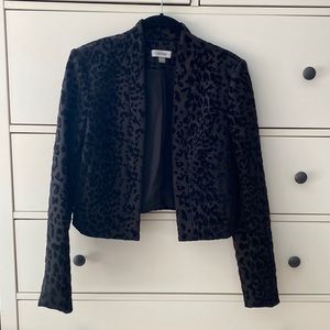 S Calvin Klein black cropped velvet blazer